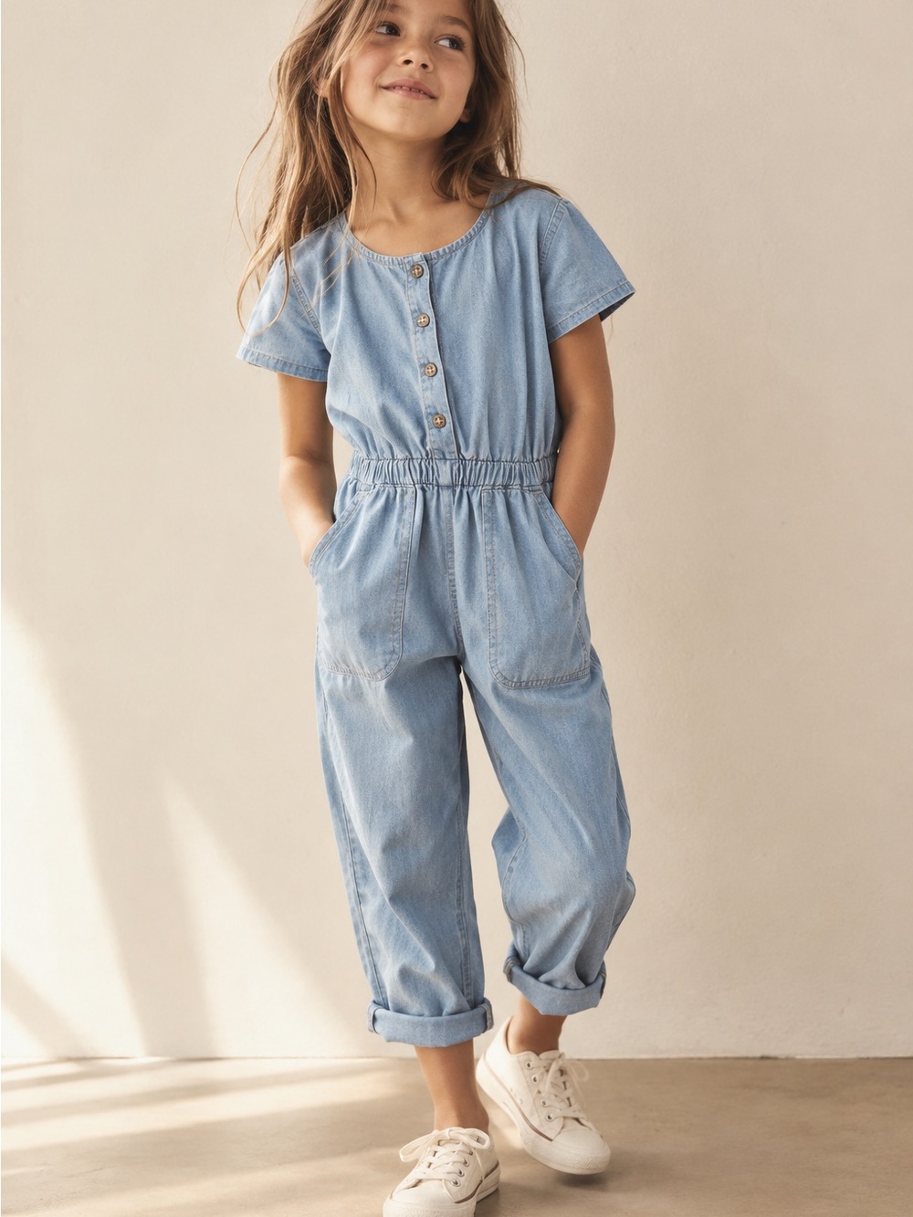 Old Navy Girls Chambray Jumpsuit Size 6–7